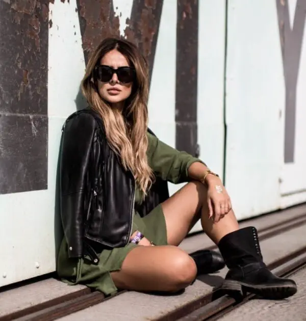 6-boots-with-military-dress-and-leather-jacket