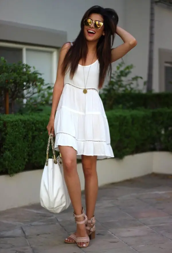 6-white-dress-with-strappy-sandals