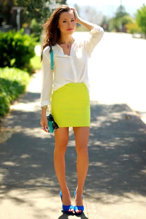 6-white-top-with-neon-yellow-skirt-and-cobalt-blue-sandals-1