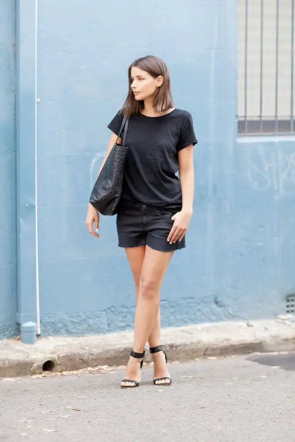 black-shirt-and-shorts-outfit