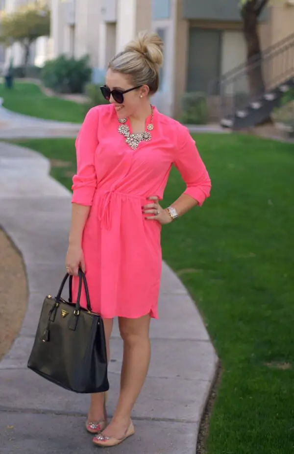 light-hot-pink-shirtdress