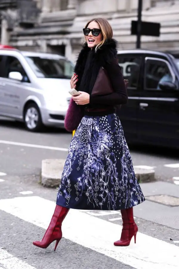 olivia-palermo-midi-skirt-and-red-boots