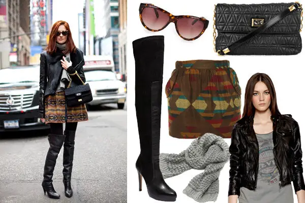 printed-skirt-and-boots