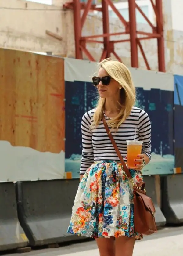 striped-shirt-and-floral-skirt