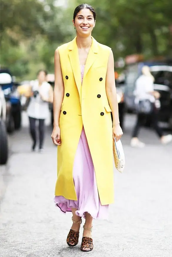 yellow-vest-and-pink-dress