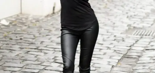 1-black-balmain-tee-with-leather-leggings