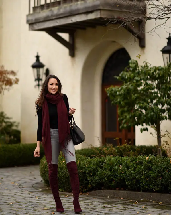 1-burgundy-scarf-and-boots-with-gray-jeans