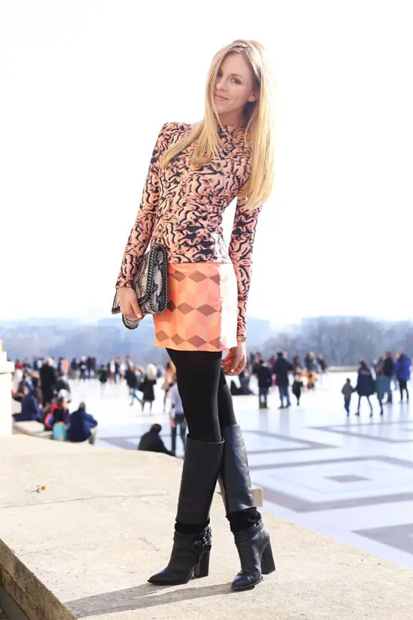 1-clashing-prints-blouse-and-skirt