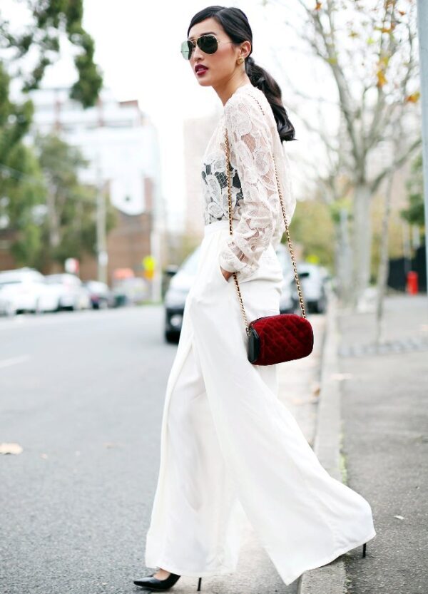 1-lace-blouse-with-palazzo-pants-and-velvet-clutch