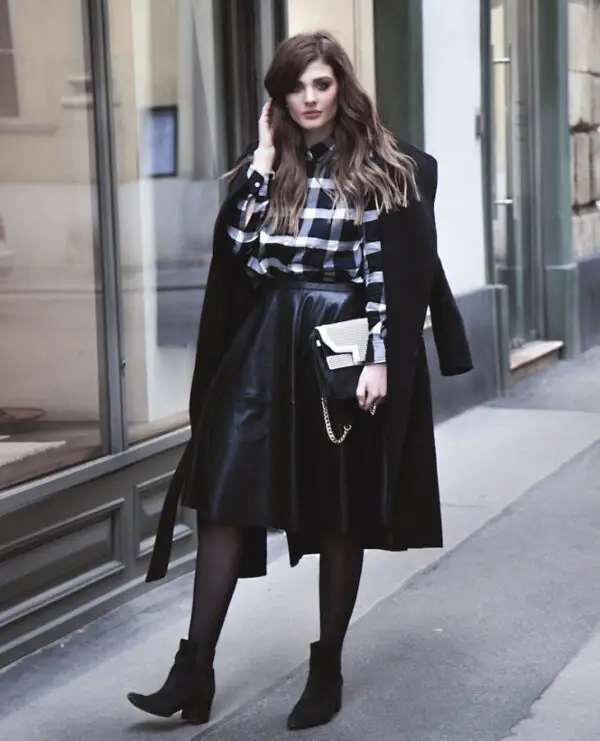 1-leather-skirt-with-checkered-shirt-and-coat