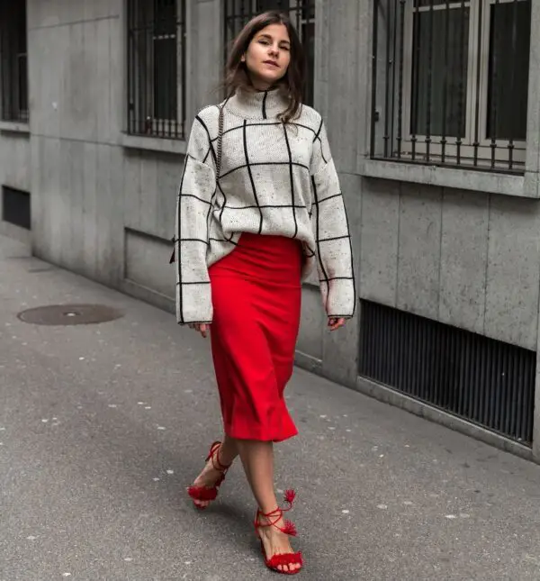 1-oversized-checkered-sweater-with-red-skirt