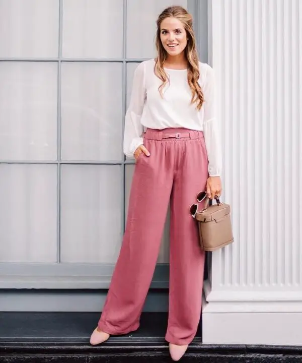 1-pastel-pink-wide-leg-pants-with-puff-sleeved-blouse
