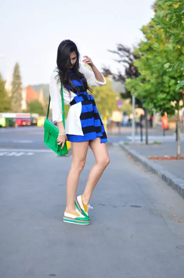 1-platform-sneakers-with-striped-dress-and-white-blazer