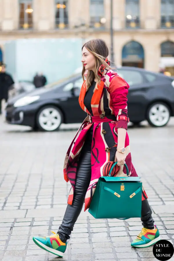 1-printed-sneakers-with-coat-and-green-bag