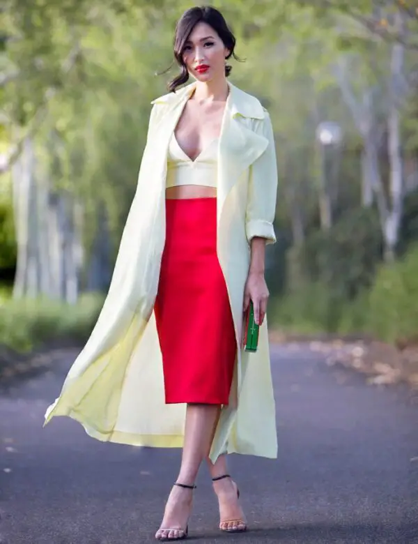 1-sexy-bandeau-top-with-red-midi-skirt-and-lightweight-coat