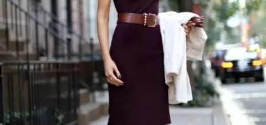 1-sheath-dress-with-belt-and-brown-shoes