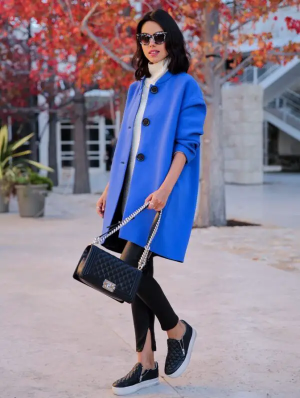 1-slip-on-sneakers-with-leather-leggings-and-cobalt-blue-coat