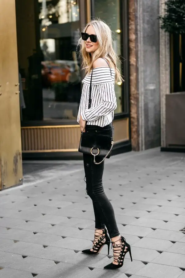 1-striped-shirt-with-skinny-jeans-and-lace-up-heels