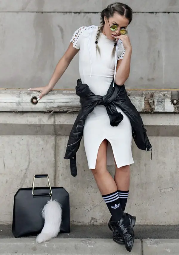 1-tied-leather-jacket-with-sporty-socks-and-masculine-shoes-with-white-dress
