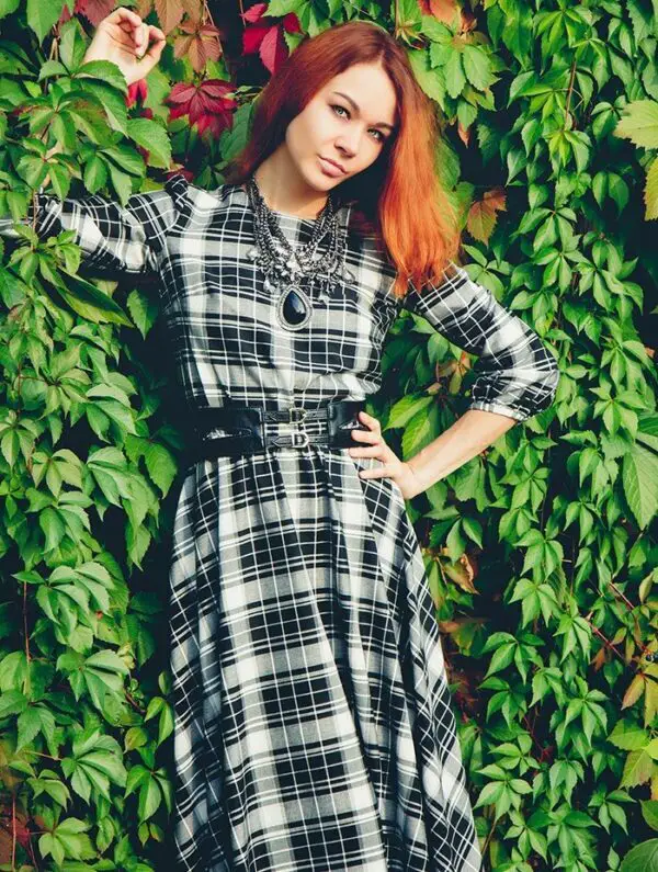 1-tribal-necklace-with-plaid-dress