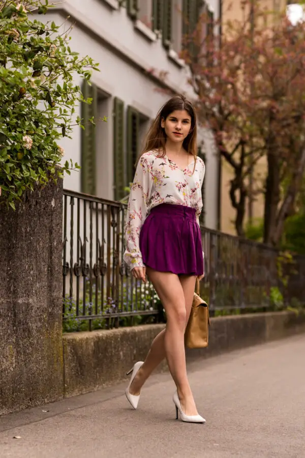 1-white-pumps-with-floral-blouse-and-purple-skirt