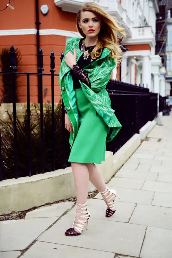 2-a-line-skirt-with-green-blazer