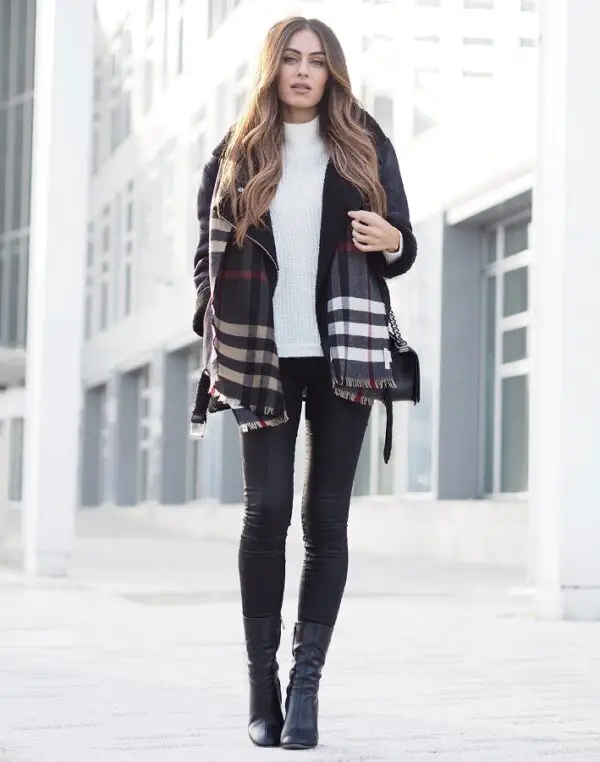 2-black-leather-trousers-with-plaid-scarf