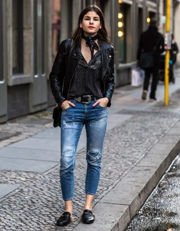 2-black-shirt-with-leather-jacket-and-jeans