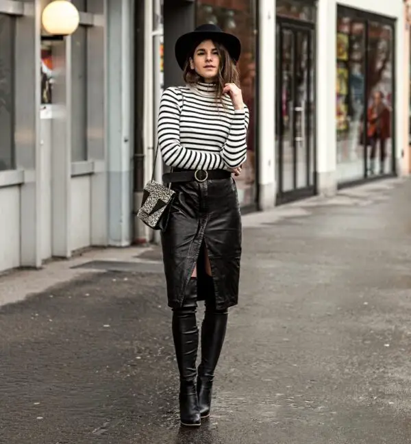 2-leather-skirt-with-striped-sweater
