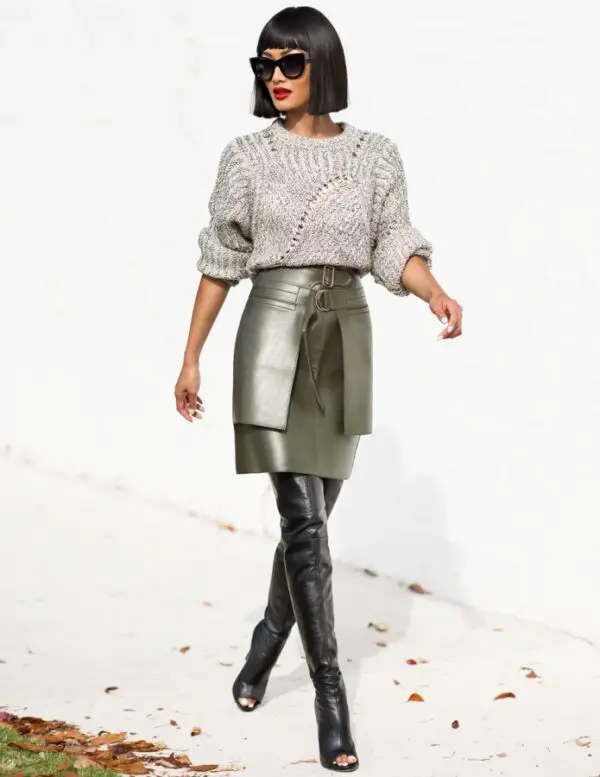 2-metallic-silver-skirt-with-chunky-sweater