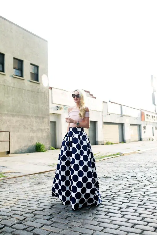 2-polka-dots-maxi-skirt-with-off-shoulder-nude-crop-top