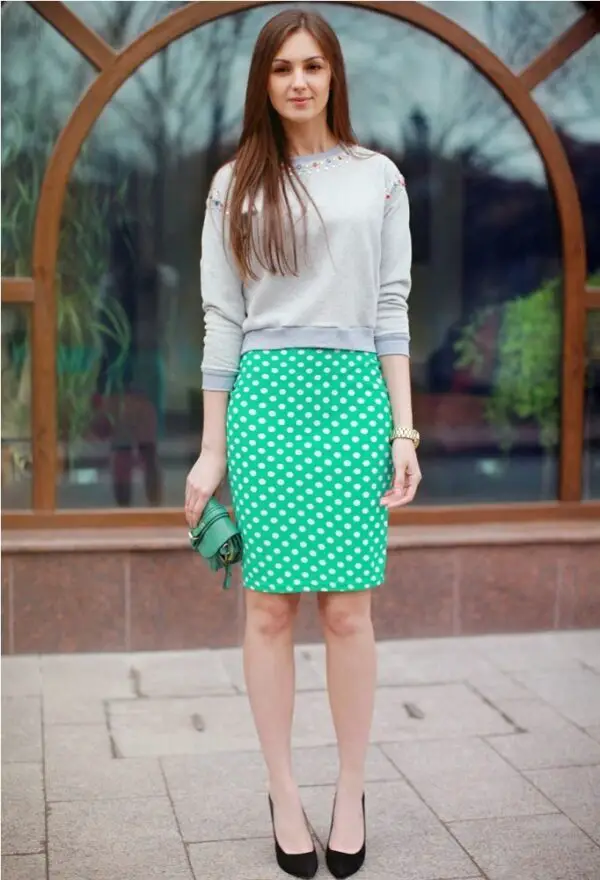 2-polka-dots-skirt-with-gray-sweater