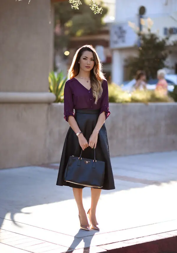 2-purple-button-down-with-skirt