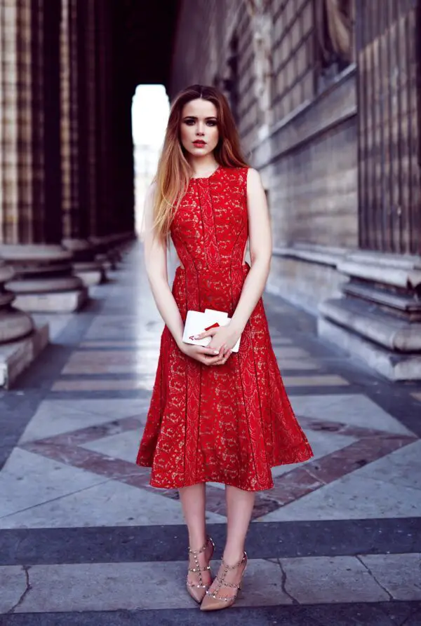 2-red-cocktail-dress-with-nude-shoes-1