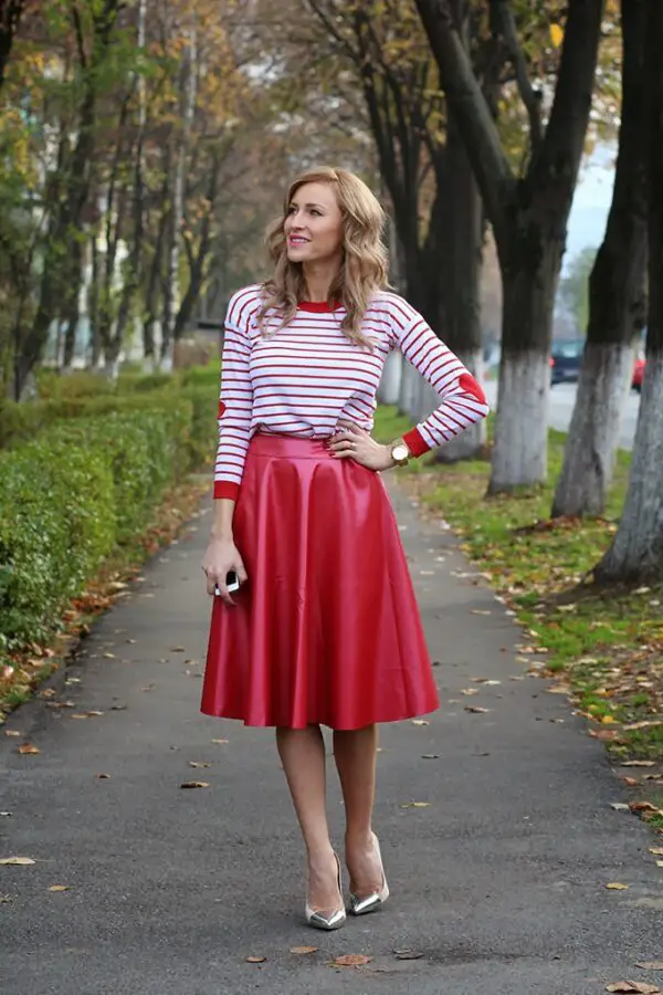 2-red-leather-skirt-with-striped-top