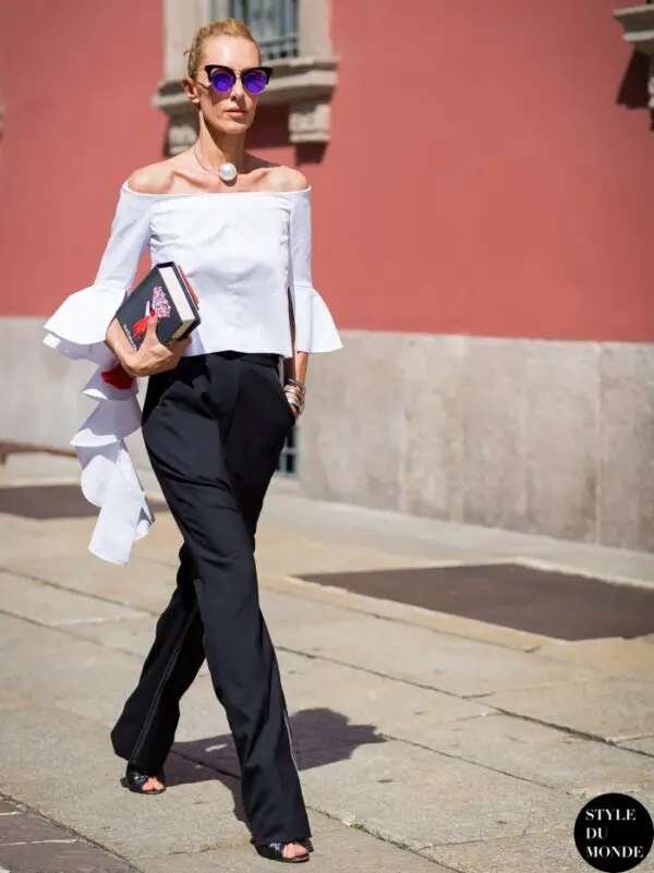 2-ruffled-off-shoulder-top-with-pearl-choker-and-straight-leg-pants