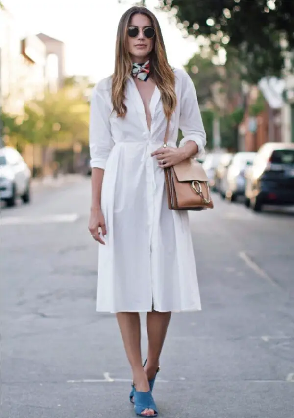 2-shirtdress-with-silk-scarf-and-suede-sandals