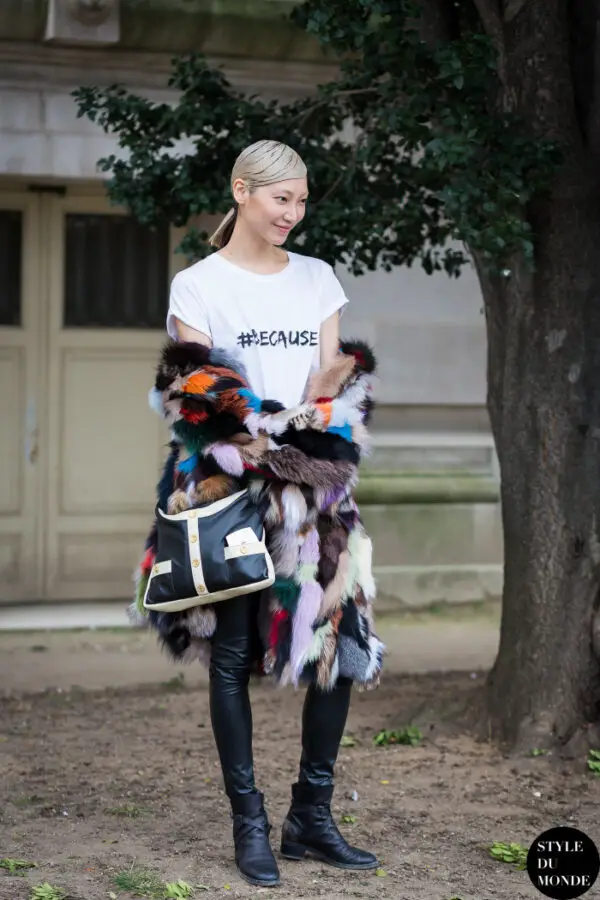 2-white-tee-with-colorful-fur-coat
