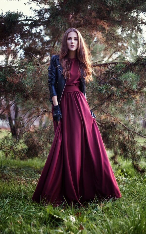 3-burgundy-maxidress-with-leather-jacket