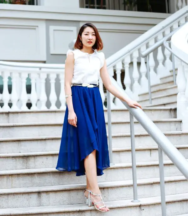 3-cobalt-blue-skirt-with-white-blouse