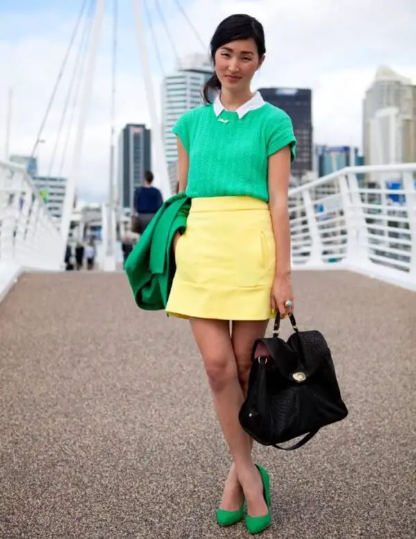 3-collared-top-with-green-sweater-and-yellow-skirt