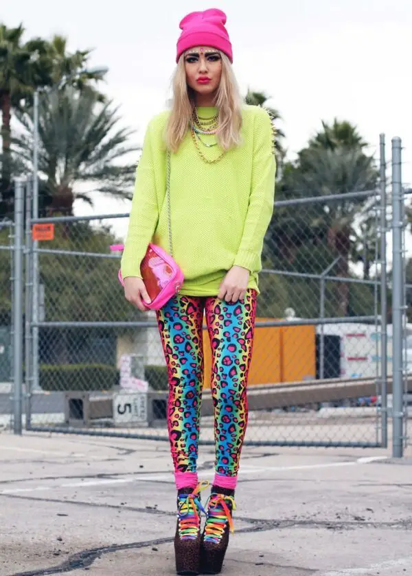 3-colorful-leopard-pants-with-bright-sweater-and-pink-beanie