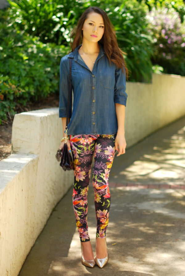 3-floral-leggings-with-chambray-top