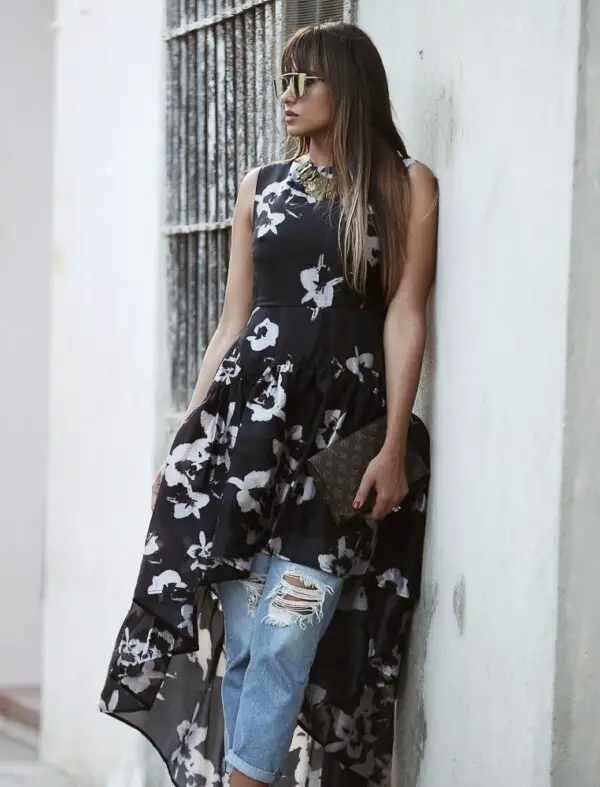 3-floral-print-high-low-dress-with-ripped-jeans