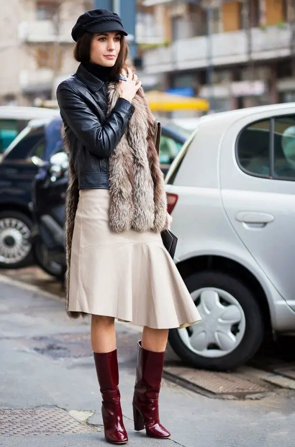 3-leather-jacket-with-pleated-skirt-and-patent-boots