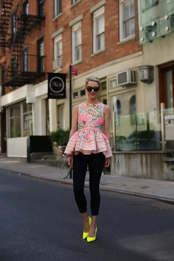 3-peplum-top-with-leggings-and-neon-yellow-pumps
