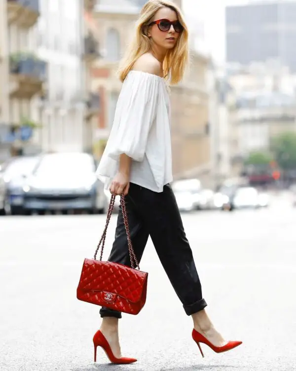 3-red-chanel-bag-and-stilettos-with-leather-pants-and-off-shoulder-blouse