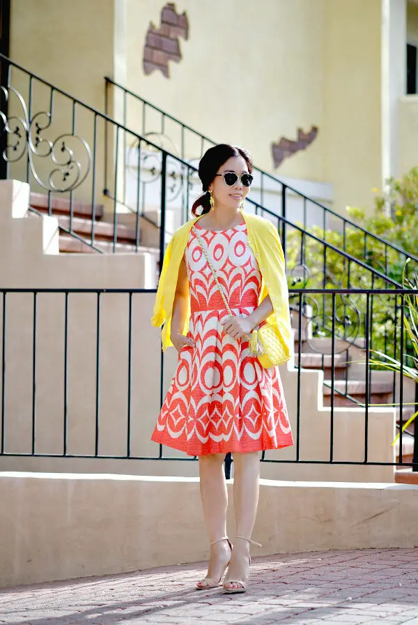 3-red-printed-dress-with-yellow-blazer