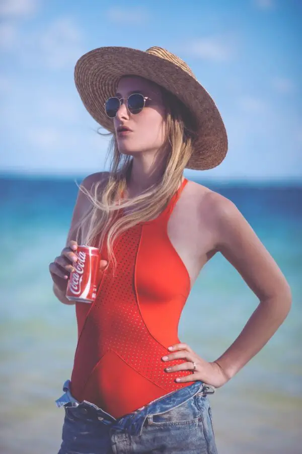 3-red-swimsuit-with-denim-shorts-and-hat