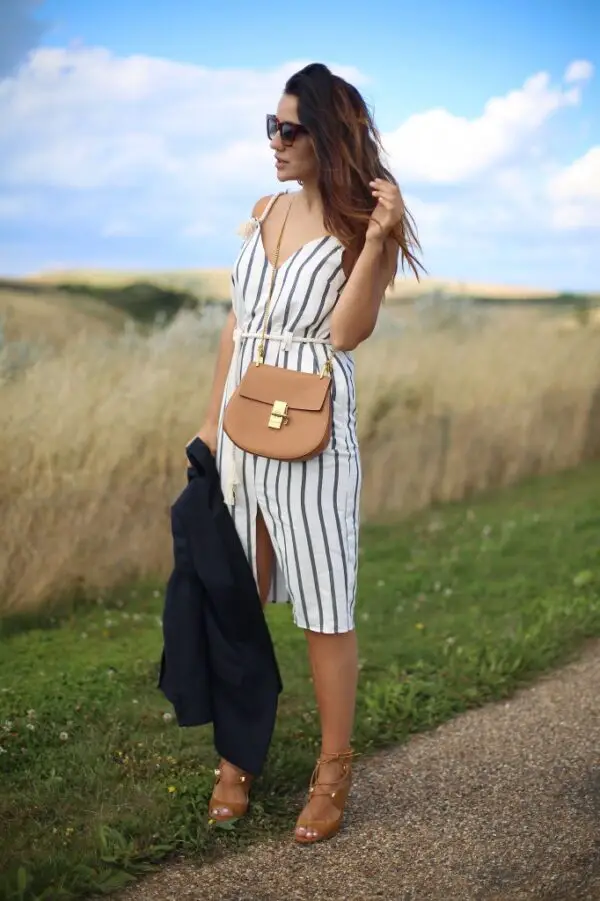 3-striped-dress-with-brown-bag-and-sandals-1